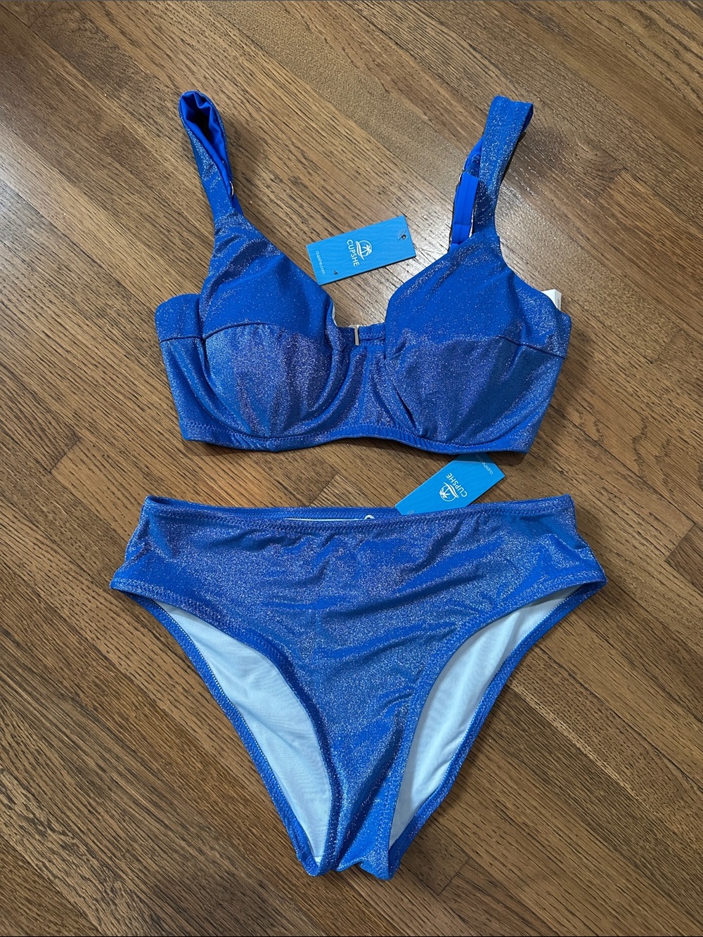 NWT Cupshe Sparkle Blue Bikini Set